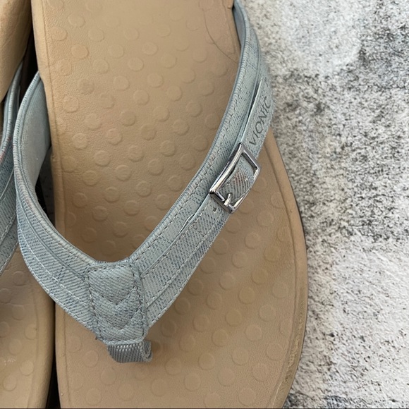 Vionic Tide Patty Flip Flops Sandal Size 10 Light denim & tan Summer Vacation - Picture 5 of 9